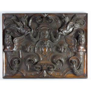 19th Century French Carved Walnut Panel