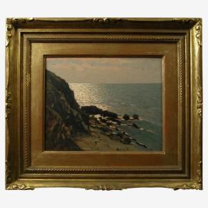 Giovanni Lomi (italian 1889-1969) Costiera Tocsana/liguria (1948) Oil On Panel