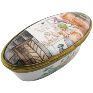18th Century German Enamel Satirical Table Snuffbox, Dated 1770