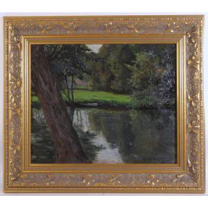 Attributed To Louis Aston Knight (french American 1873-1948) River Landscape Oil