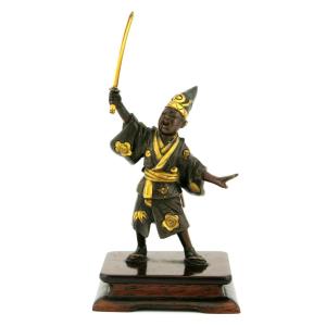 Miyao Eisuke Japanese Meiji Period Gilt Bronze Okimono Warrior 19th Century