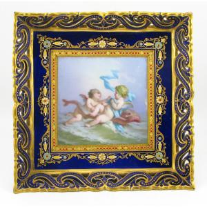Sevres Soft Paste Porcelain Jewelled Open Square Tray, The Porcelain C.1779