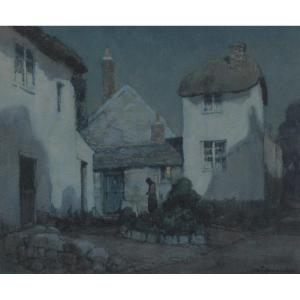 Albert Moulton Foweraker (british 1873-1942) Cottage In Moonlight Watercolour 