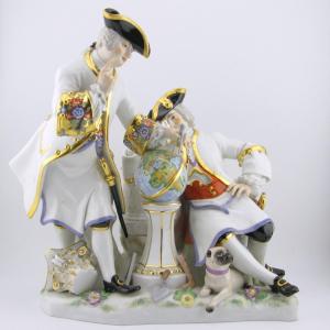 Meissen Porcelain Figural Group Freemasons After Kaendler