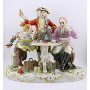 Meissen Porcelain Figural Group The Dentist, After Kaendler
