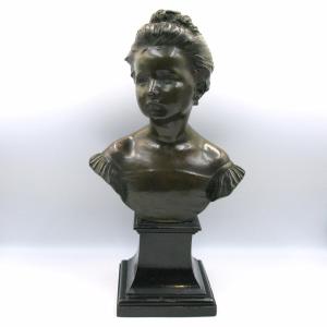 Alfred Drury Ra (british 1856-1944) Bronze Portrait Bust Of Elsie Doncaster