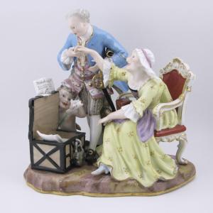 Meissen Porcelain Figural Group 19thc The Inheritance Hunter (erbschleicher) After Kaendler