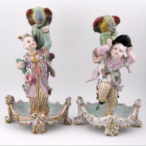 Pair Of 18th-century Thuringia, Germany, Porcelain Chinoiserie Figures