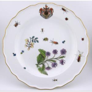 18th-century Meissen Armorial Porcelain Plate Ferrero Service, C1740