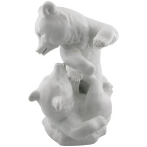 Meissen Playing Bears, Model P252 In White Porcelain, Late 20th Century.