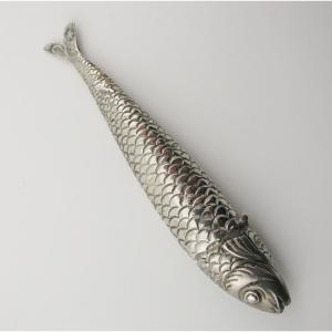 19th Century Continental Silver Fish-shaped Perfume Bottle