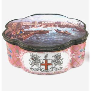 18th-century English London Enamel Table Snuff/trinket Box Old London Bridge