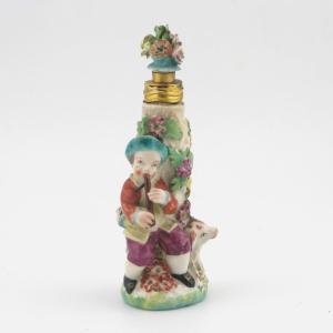 Chelsea Porcelain Figural Scent Bottle, 18th-century, Circa 1765
