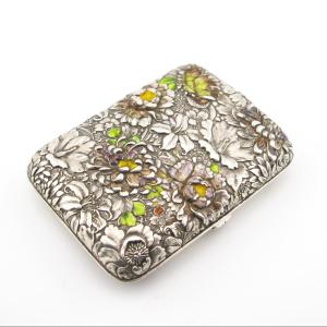 Japanese Silver And Enamel Cigarette Case, Meiji Period
