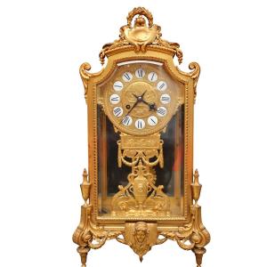 Gilt Bronze Mantel Clock Signed F. Barbedienne