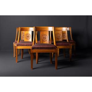 6 Directoire Walnut Chairs (19th Century)