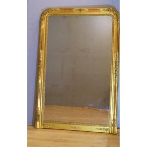 Large Mirror (169*112 Cm) With Roses In Relief, Golden Wood, Louis Philippe, Early XIXth