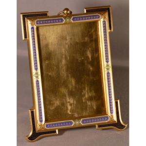 Alphonse Giroux, Cloisonne Enameled Bronze Photo Frame, Napoleon III Period