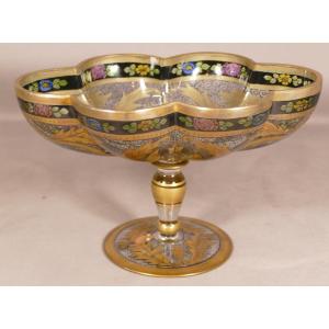 Polylobed Bowl In Bohemian Enameled Crystal, Circa 1960