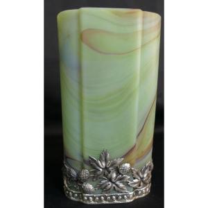 Sèvres Marbled Crystal Vase And Art Nouveau Mount In Sterling Silver