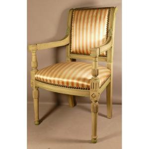 Directoire Style Children's Armchair In Painted Wood, 19th Century