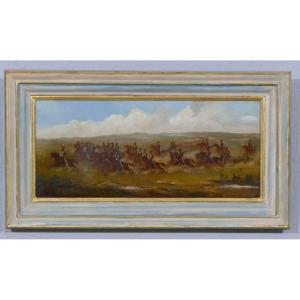The Charge Of The Cavalry, Oil On Canvas 19th Century, Military Painting