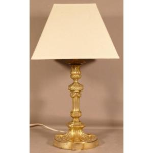 Louis XVI Style Lamp In Gilt Bronze, 19th Century Period