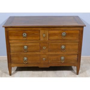 Louis XVI Provincial Commode In Walnut, 18th Century Period