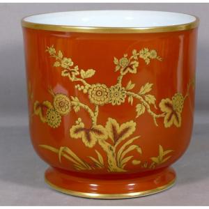 Bernardaud Seoul, Red And Gold Limoges Porcelain Planter
