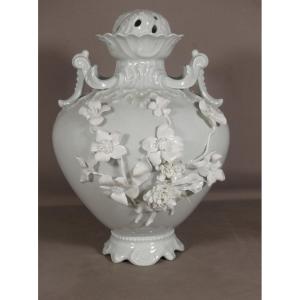 Lamp Base Or Flower Stick In Celadon Porcelain, Raynaud Limoges