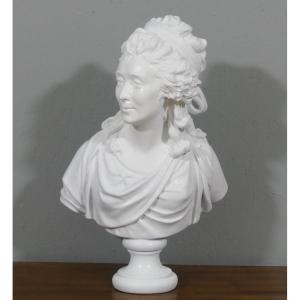 Bust Of The Countess Of Sabran After Houdon In Painted Plaster, Early 20th Century