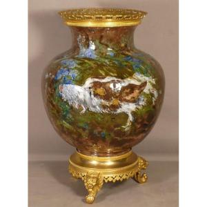 Philibert Léon Couturier For Haviland Limoges, Atelier d'Auteuil Impressionist Vase With Rooster