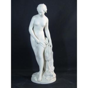 The Bather After Falconet, Porcelain Biscuit Sculpture, 19th Century