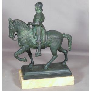 Equestrian Statue Of The Colleone, After Verrochio, Bronze With Antique Green Patina, 19th Century