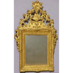Louis XIV Period Gilded Wood Pediment Mirror, Early 18th Century