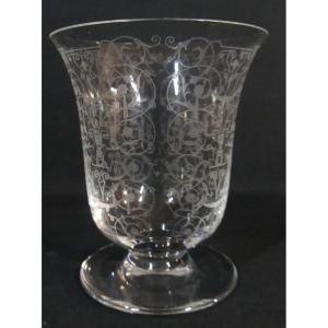 Baccarat Michelangelo, Engraved Crystal Vase, 1950s