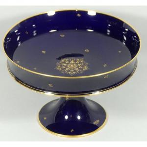 Sèvres Cobalt Blue And Gold, Porcelain Fruit Bowl, Dated 1946 Napoleon III Style