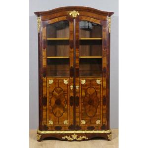 Regency Style Bookcase Display Case In Walnut, Rosewood And Gilt Bronze, 19th Century