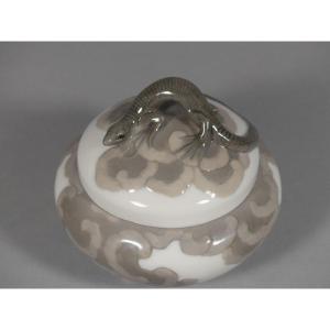 Royal Copenhagen, Rare Lizard Box, Danish Porcelain, Early 20th Century