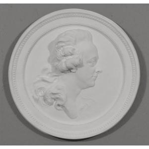 Important Plaster Medallion Representing King Gustav III After Johan Tobias Sergel
