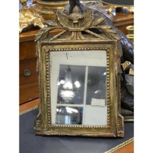 Very Small Louis XVI Mirror In Gilded Wood, 18th Century