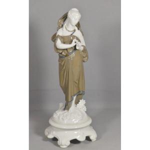 Gibus And Redon, Limoges 19th Century, Statuette Of A Draped Woman In The Style Of The Renaissance