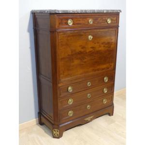 Louis XVI Mahogany Secretary Desk With Cut Sides, 18th Century