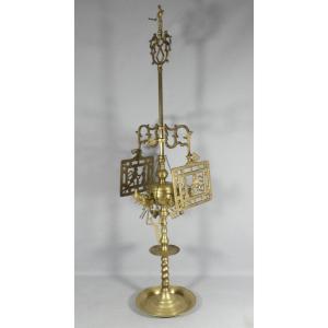 Florentine Brass Lamp Of Judaica Type, 20th Century