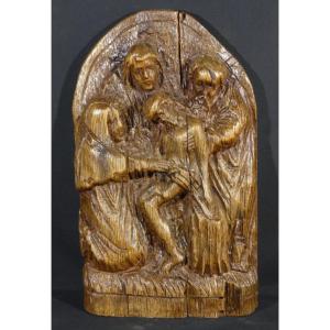 Descent From The Cross In Carved Oak, Flanders, 16th Or 17th Century