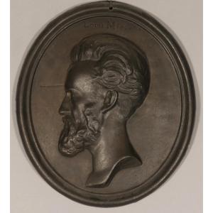 Cast Iron Profile Medallion Representing Louis Mie, 19th Century French Politician