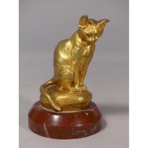The Cat By Clovis Masson And Susse Brothers, Bronze Animal, Late 19th Century