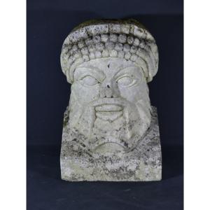 Limestone Head, Sculpture Of Hermes By André Brumaud