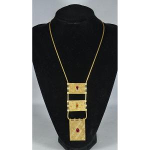 Kenzo, Totem Necklace In Gold Metal And Glass Beads
