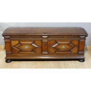German Italian Chest Dated 1794 In Oak And Ebony And Bone Marquetry 18th Century